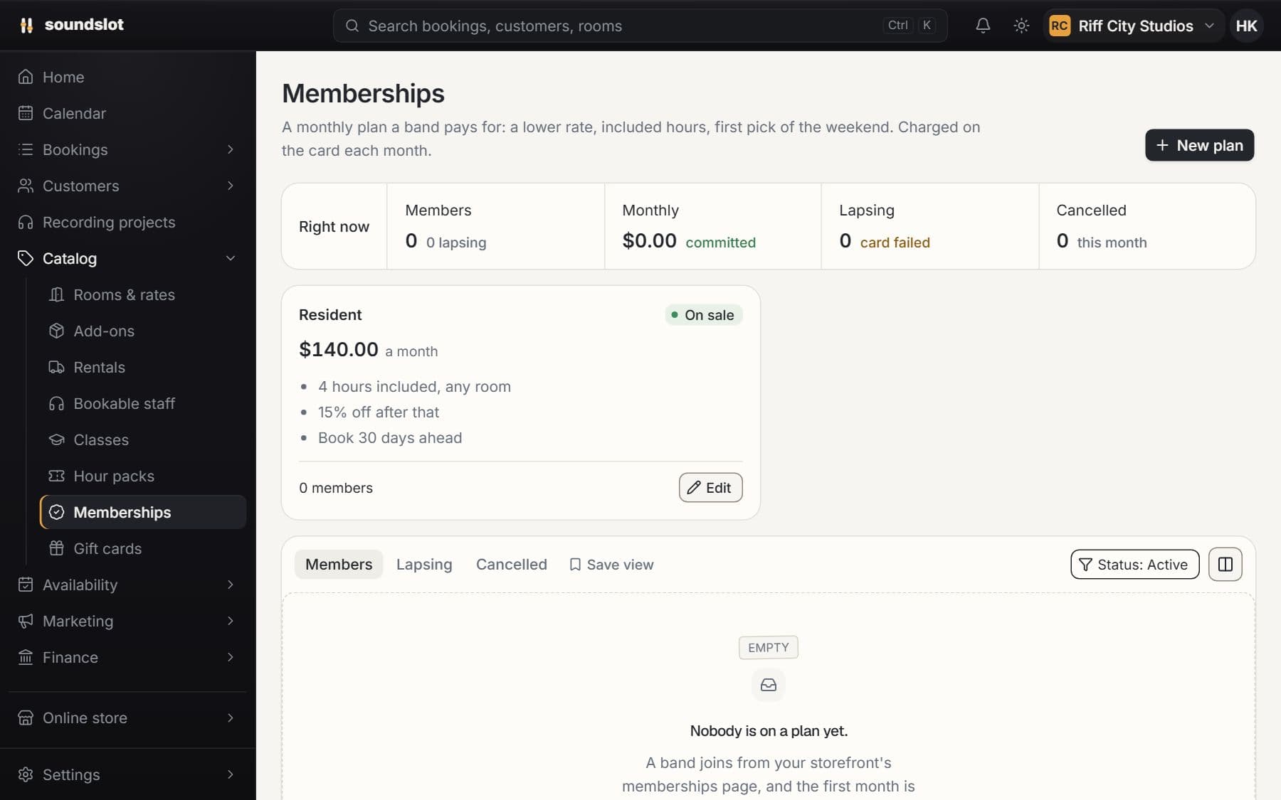Monthly customer memberships in Soundslot
