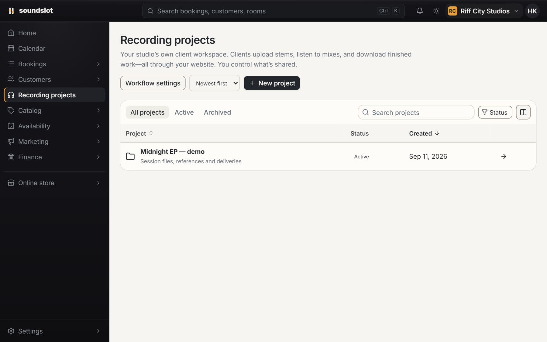 Recording projects & file delivery: Collect session files