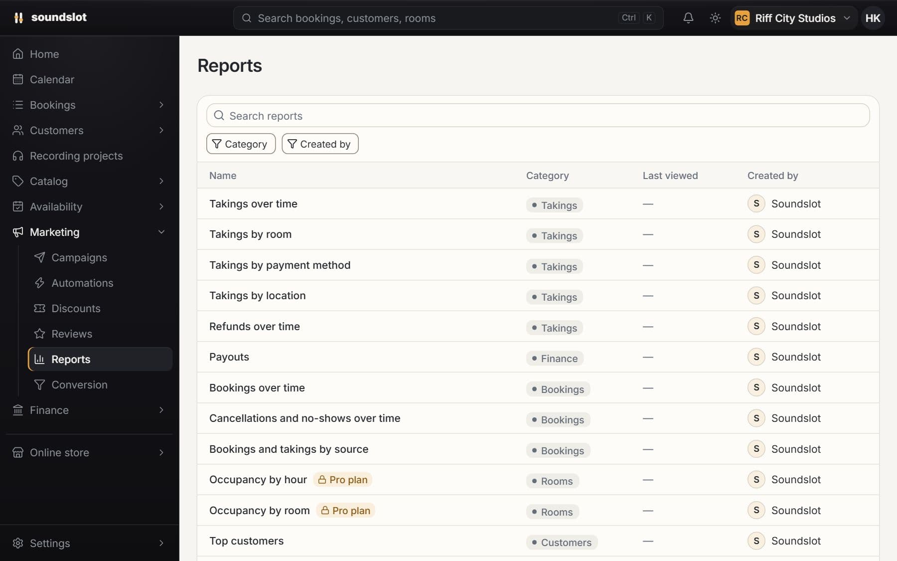 Revenue & financial reports: Choose a report and date range