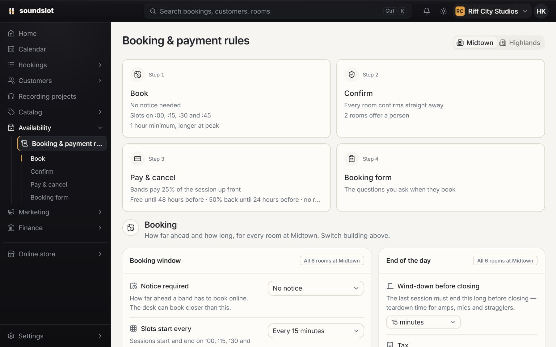 Booking requests & approvals in Soundslot