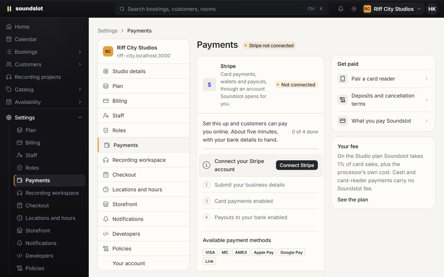 Receipts, invoices & tax in Soundslot