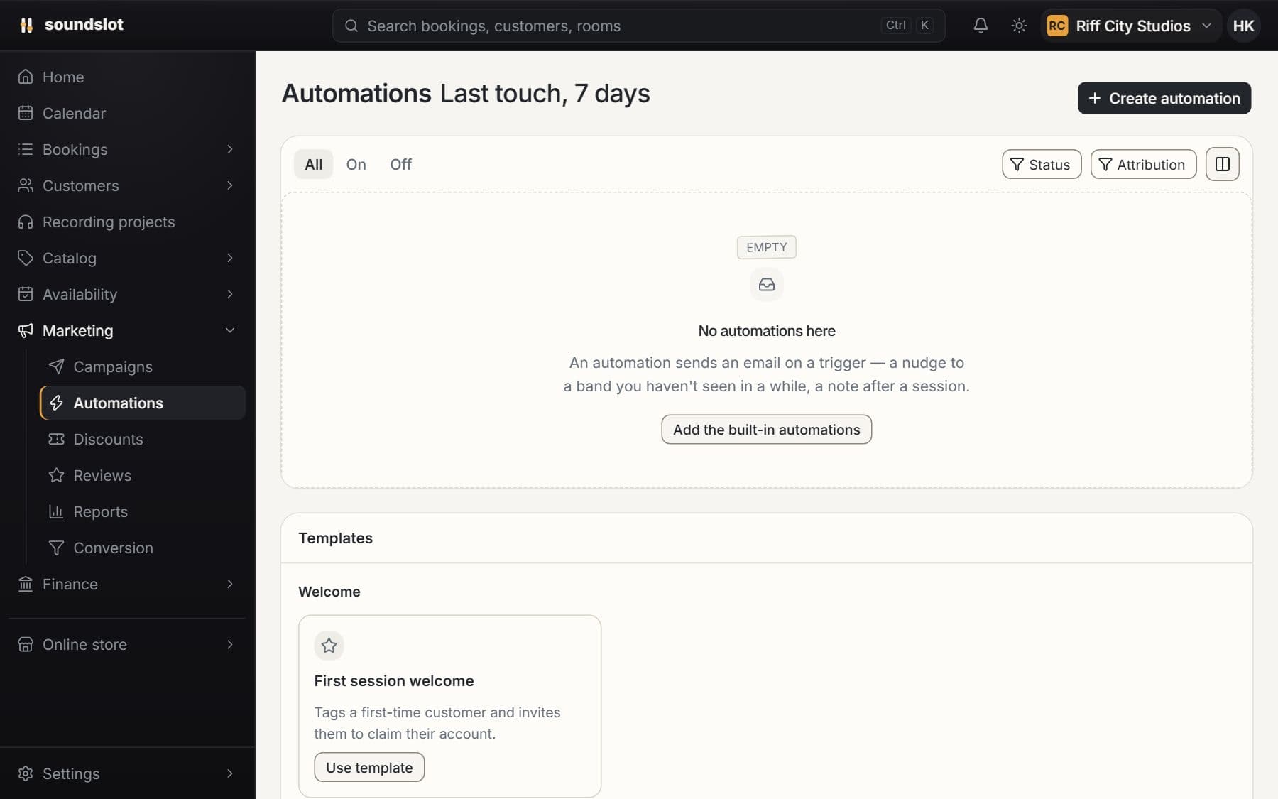 Marketing automations in Soundslot