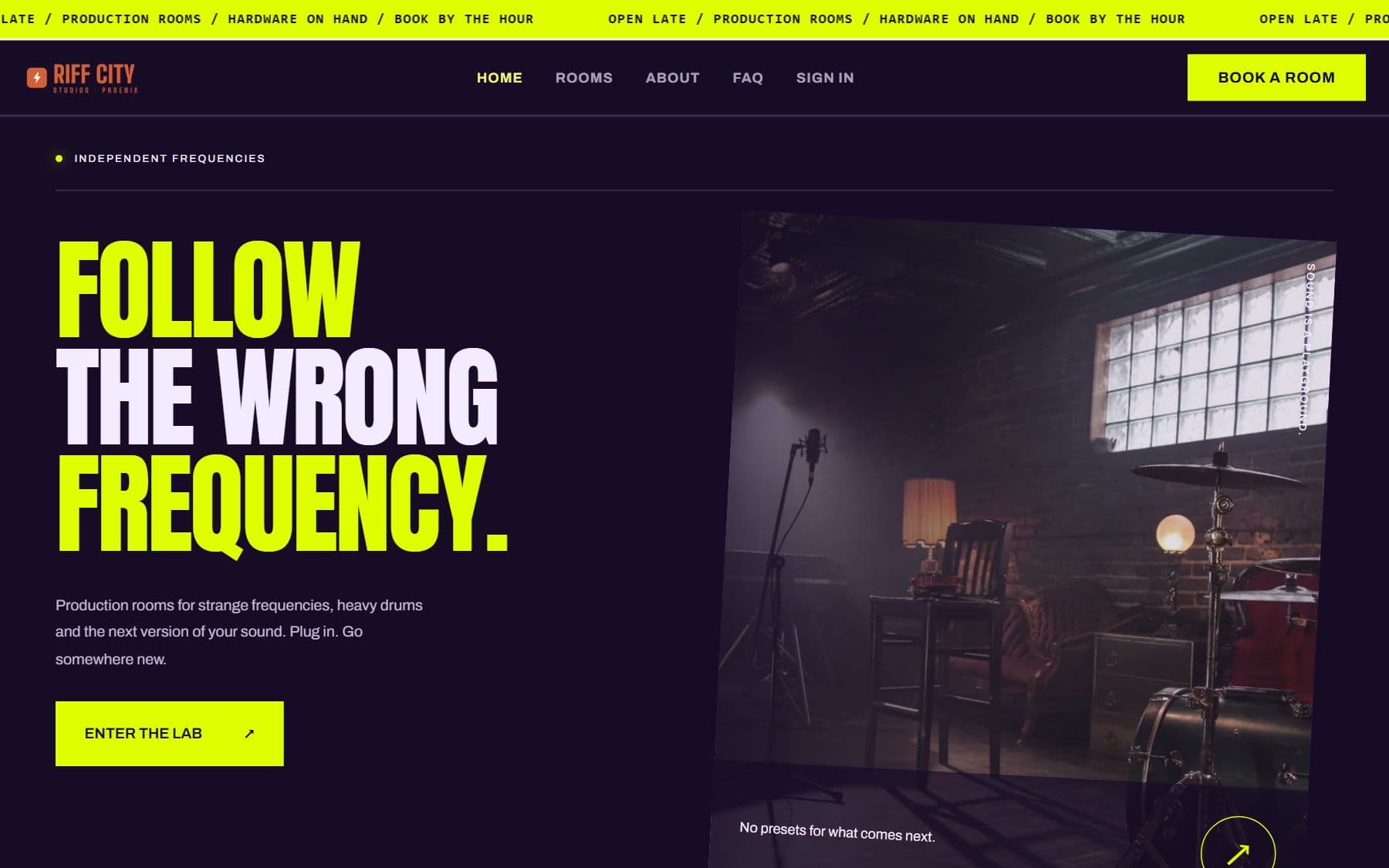Marquee on the demo studio's home page