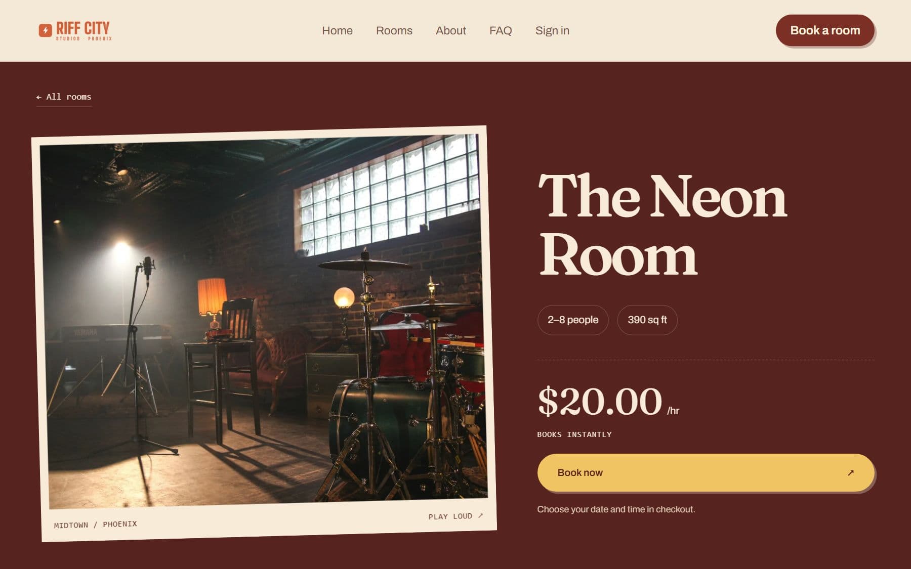 Sonora on a room page