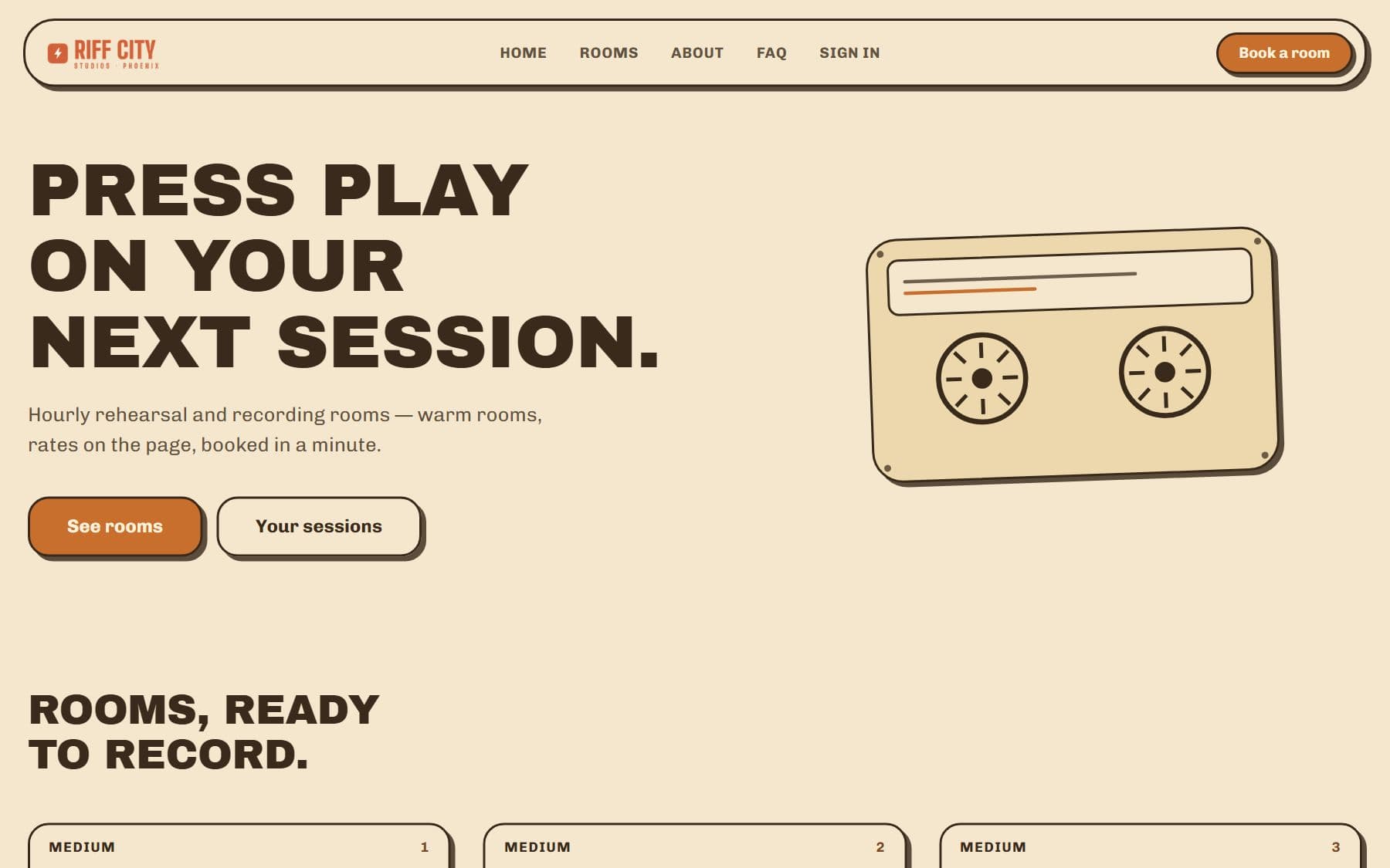 Tape on the demo studio's home page